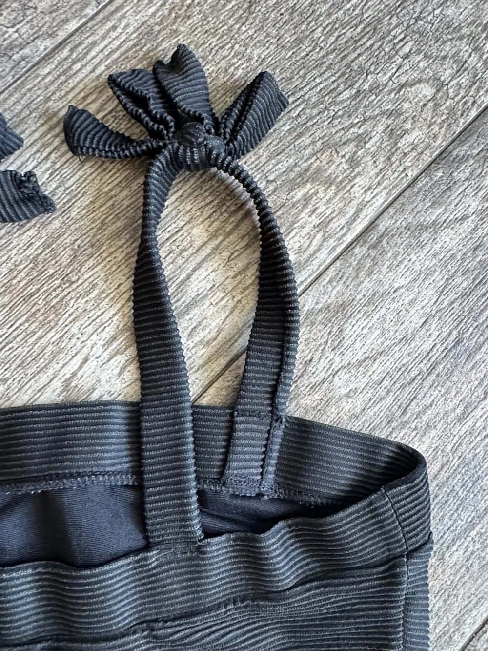 Old Navy Black Ribbed Girls Two-Piece Bikini Set